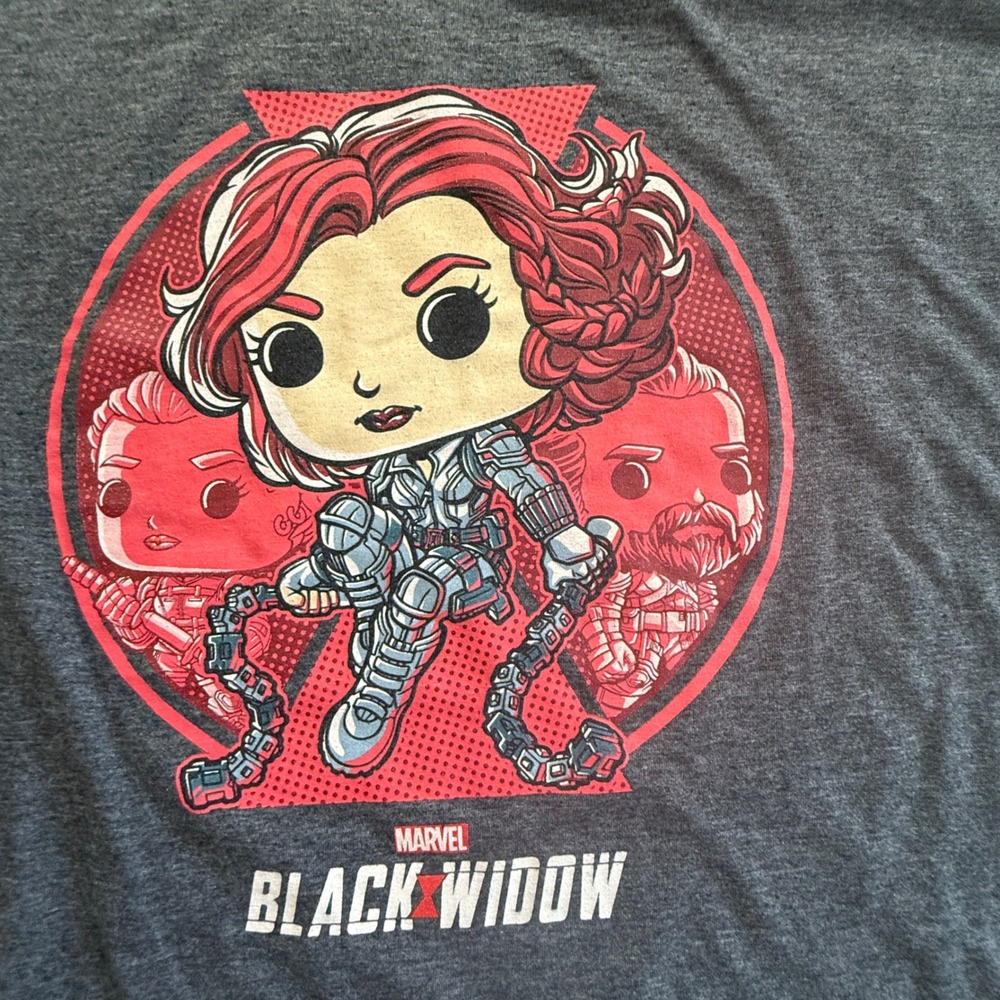 Marvel Black Widow Funko‎ Pop Tees Gray Graphic T-Shirt 2XL 2020 MCU Superhero